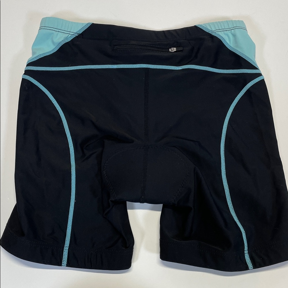 TYR Womens Padded Cycling Shorts Black Blue Bike Shorts Size Large - Picture 3 of 9